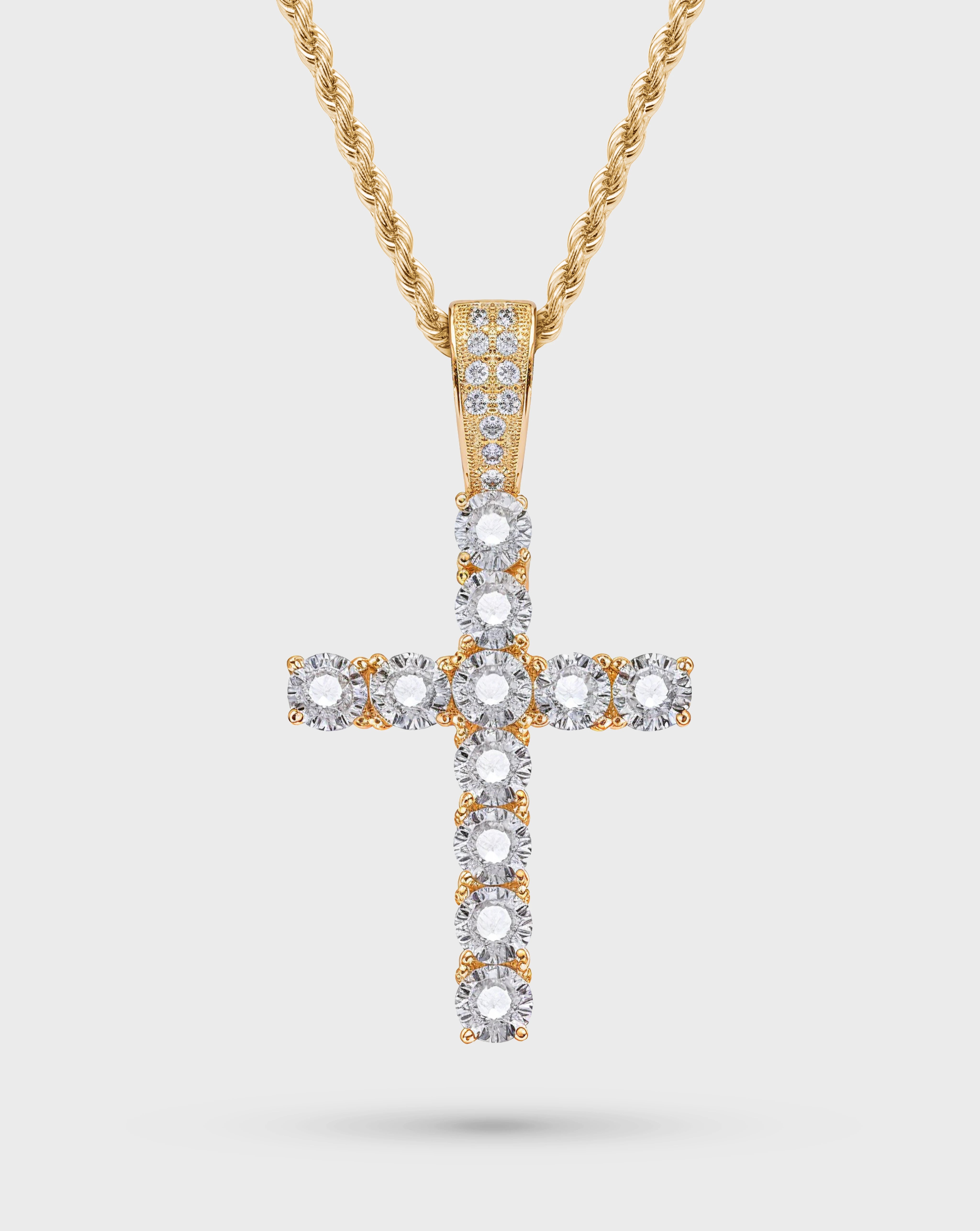 ICED CROSS PENDANT – GOLD