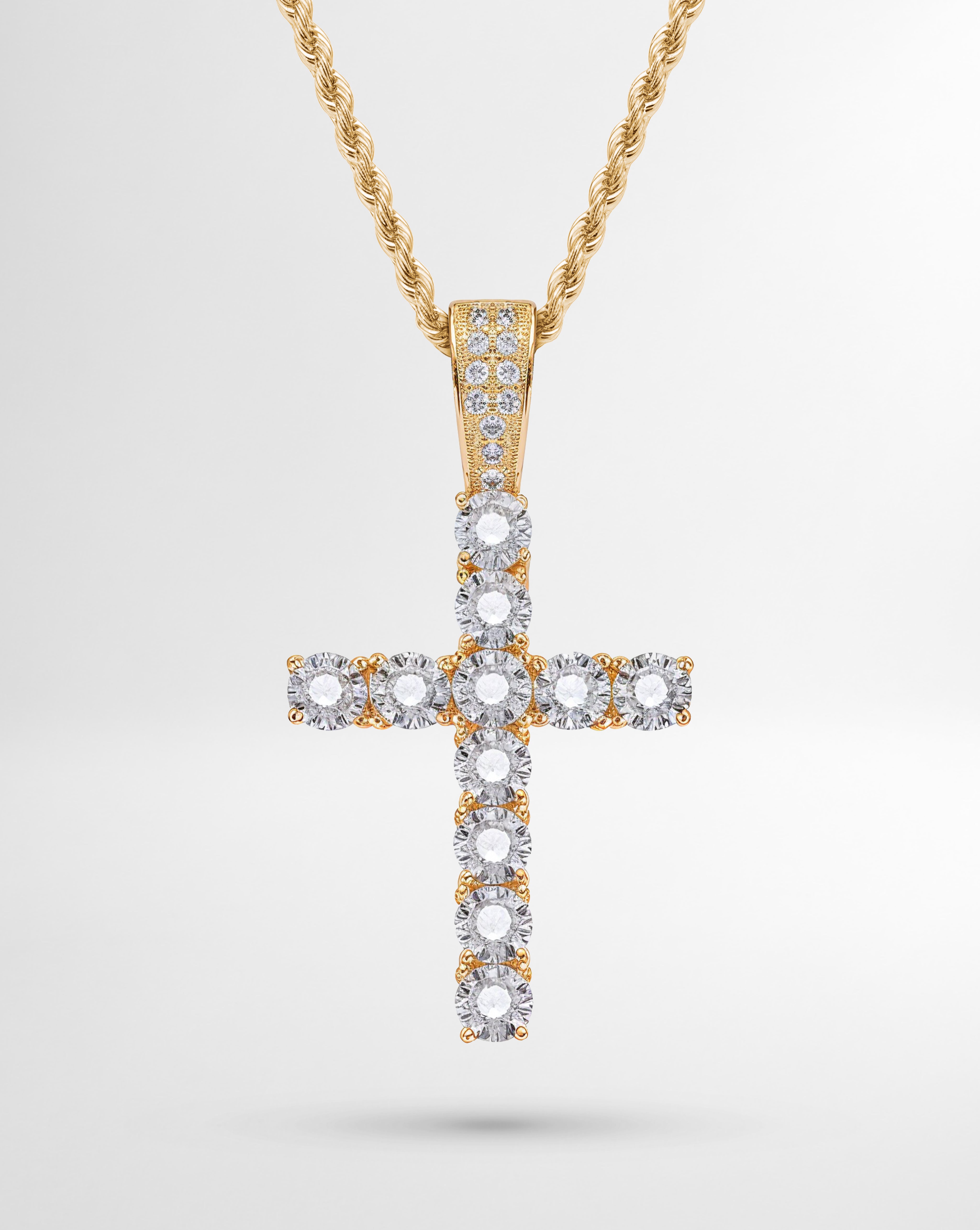 ICED CROSS PENDANT – GOLD