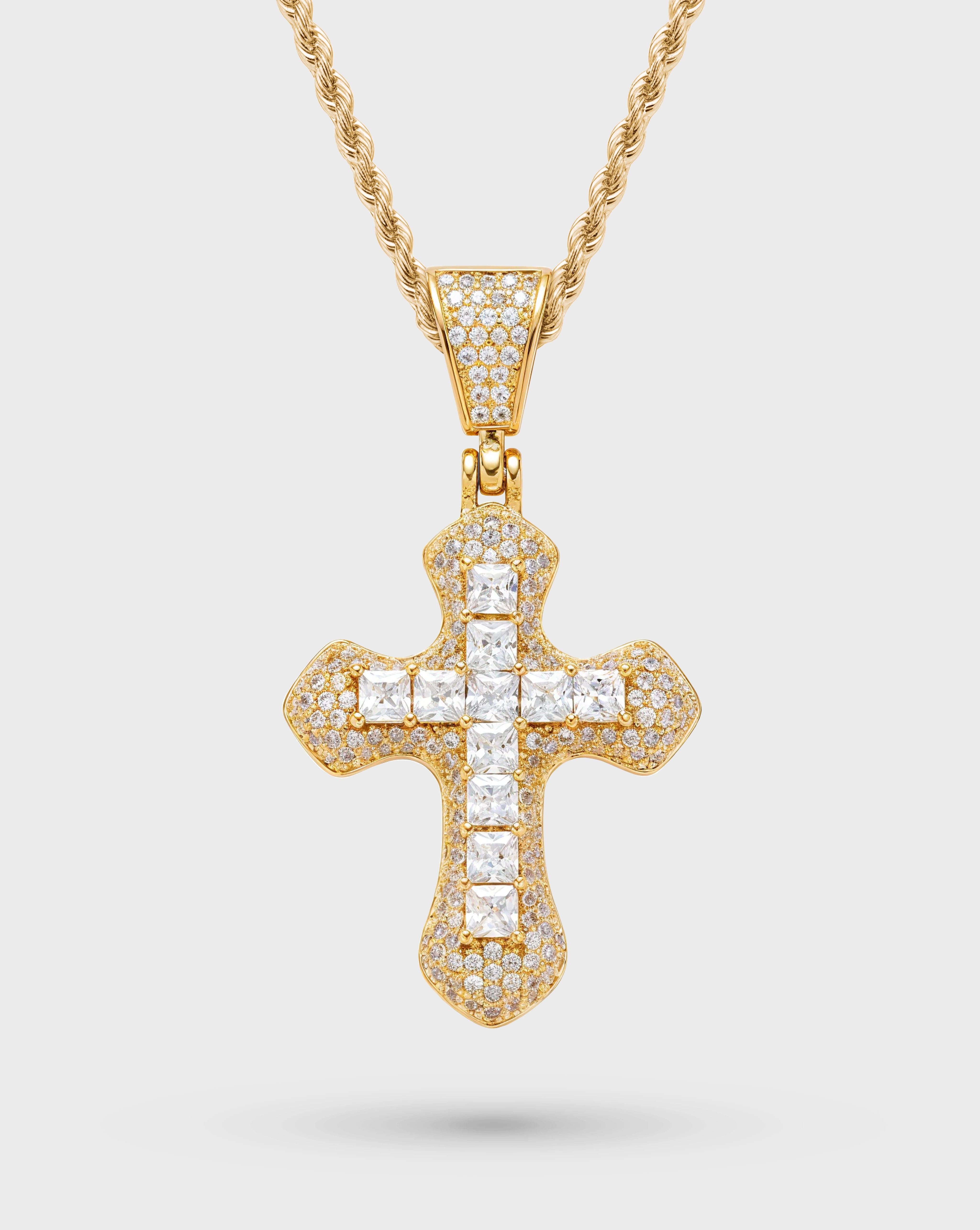 FROSTED CROSS PENDANT – GOLD