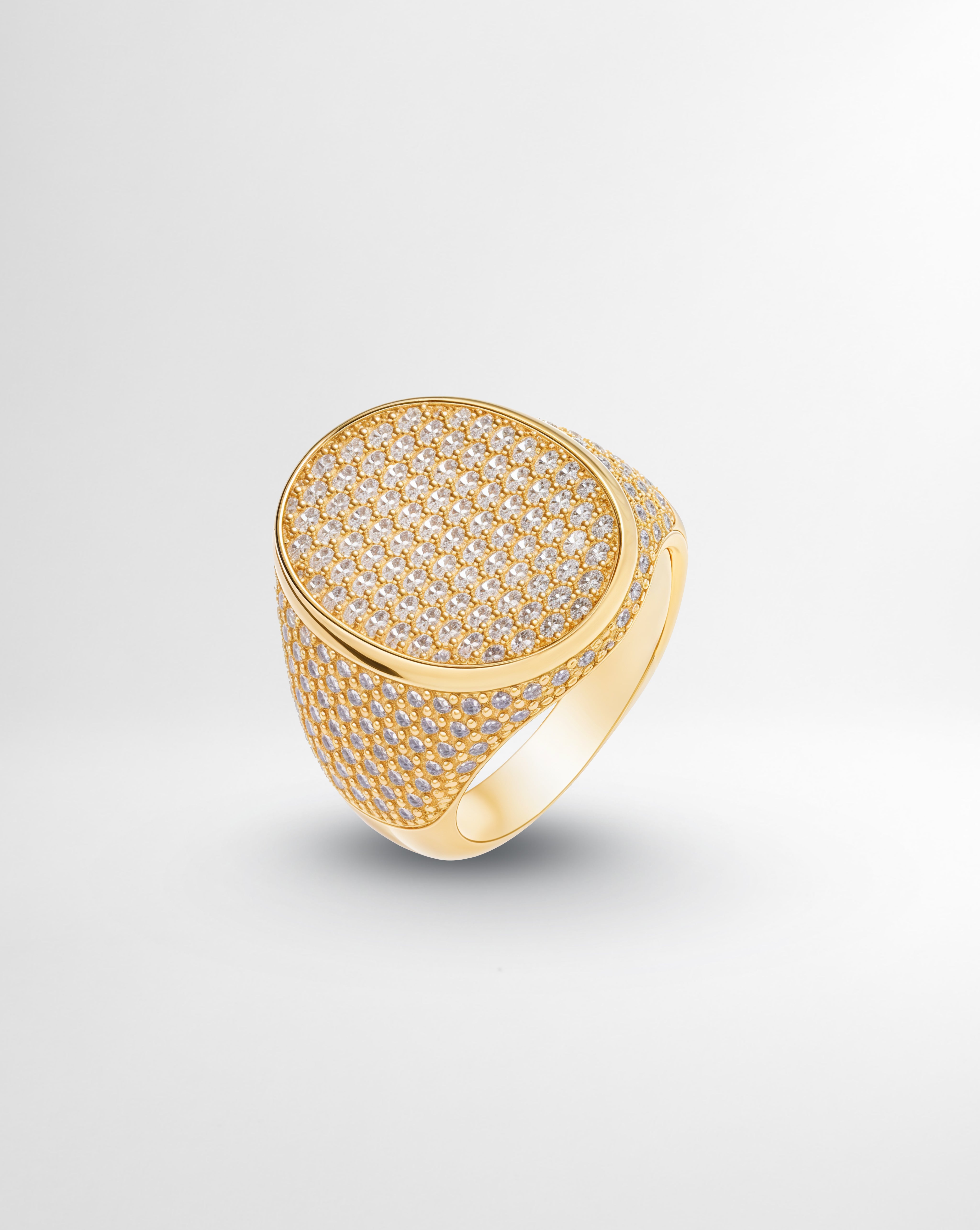 ICED ROUNDED BLOCK RING – GOLD